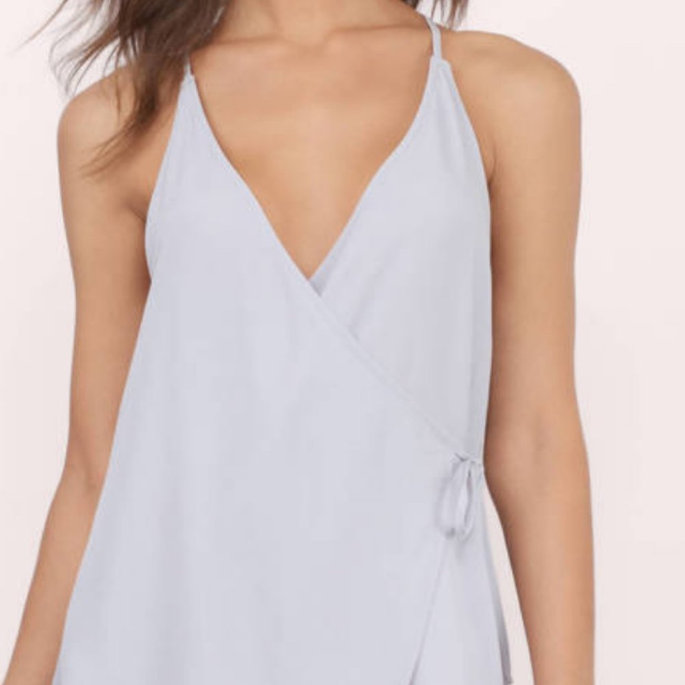 Tobi Paige Grey Surplice Tank Top